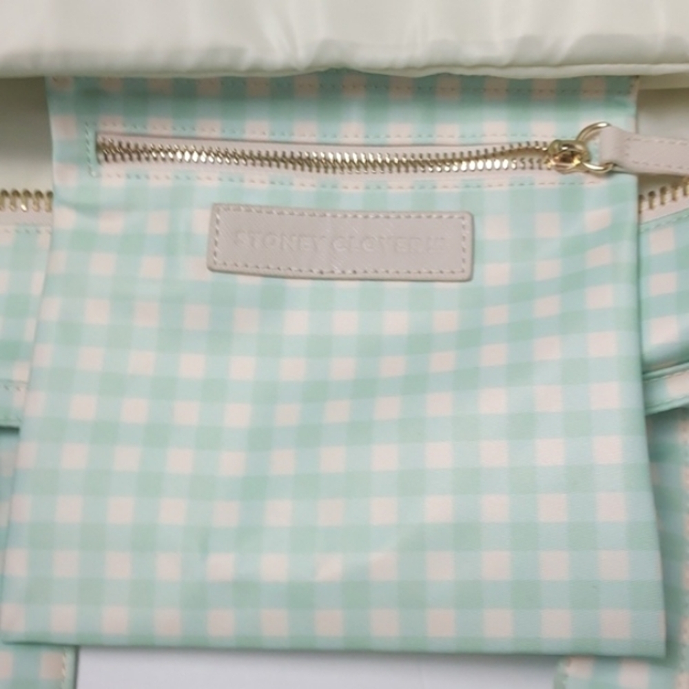 Stoney Clover Lane Ruffle Tote Bag Mint Chip Gingham - Picture 13 of 16